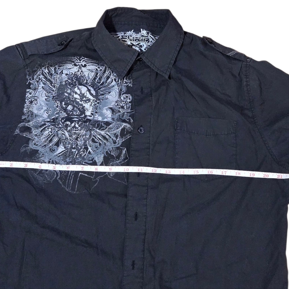 Y2k Elixir Button Down Shirt With Skill Graphic O… - image 3